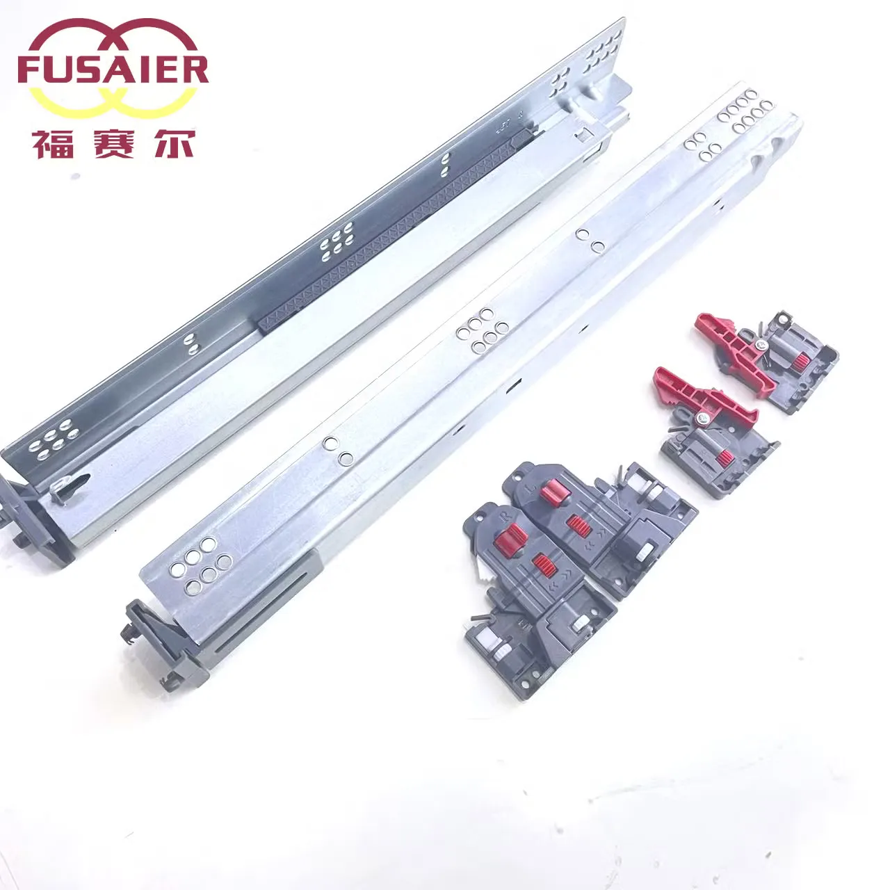 Pair of undermount slides with rear locking devices