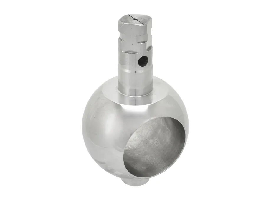Polished steel trunnion valve ball with a stem on top