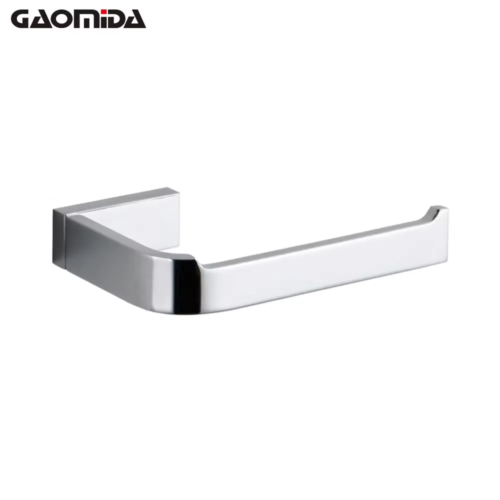 Chrome toilet paper holder with a half-round arm