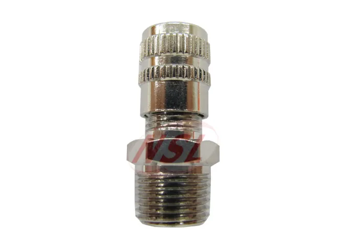 Nickel plated brass industrial air valve with a threaded base