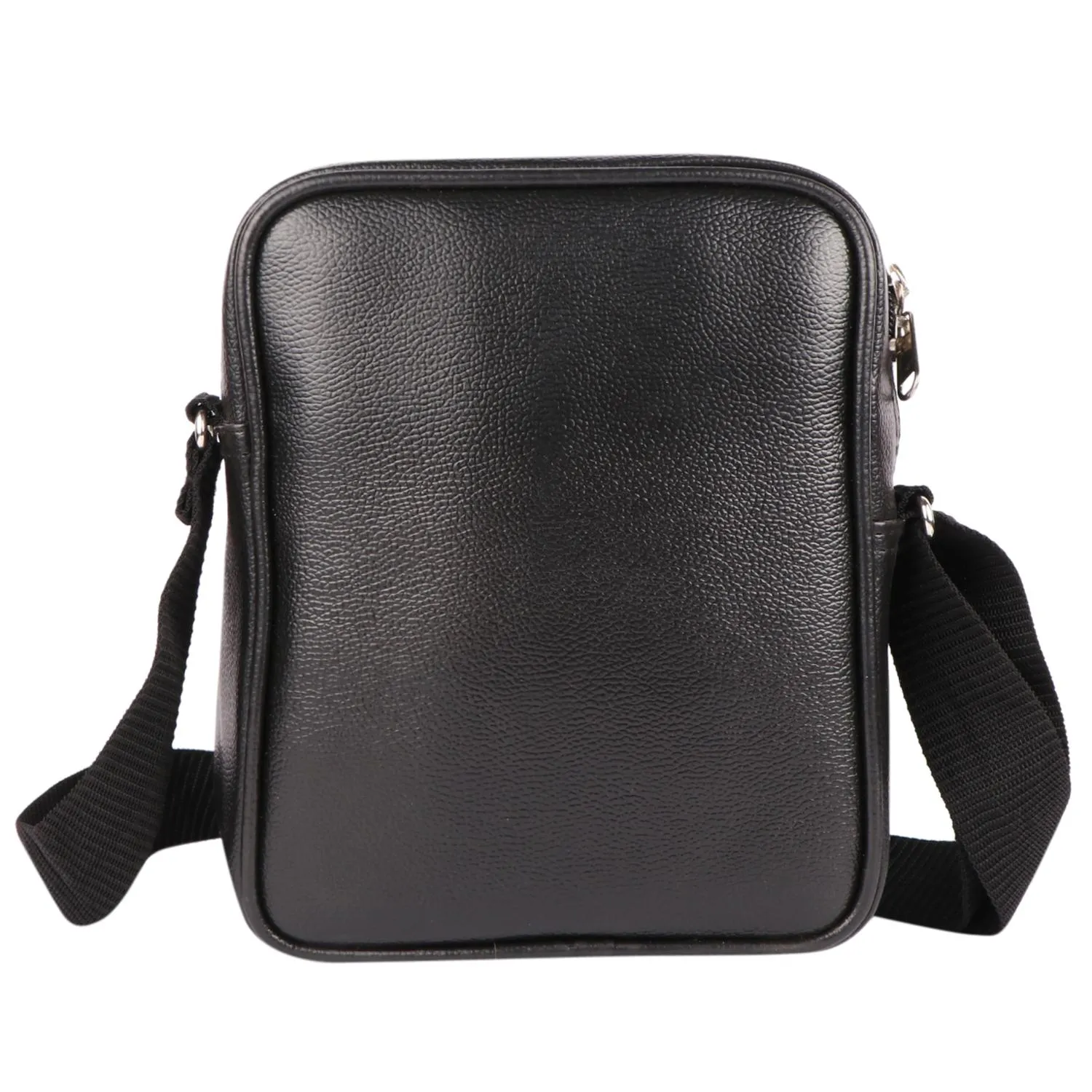 Black leather sling bag with zip pocket