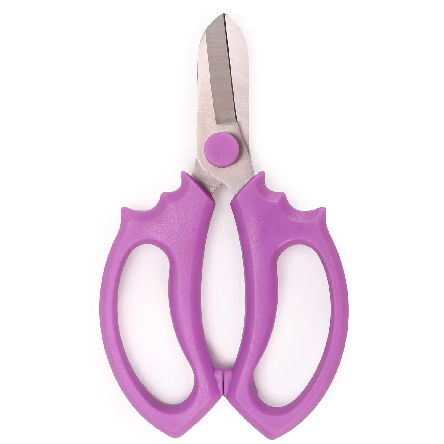 Purple-handled floral shears with stainless steel blades