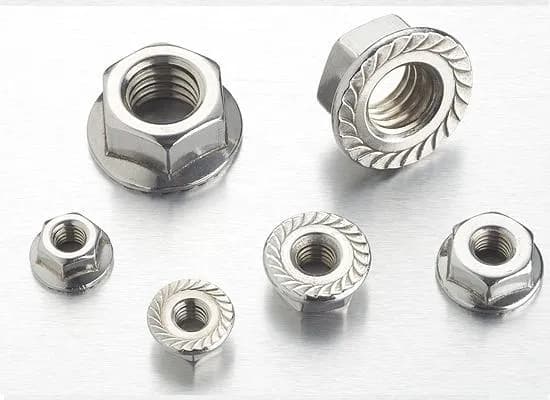 Plain and serrated stainless steel hex flange nuts