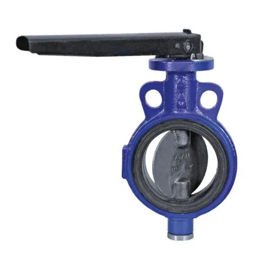 Blue cast iron wafer butterfly valve with lever handle