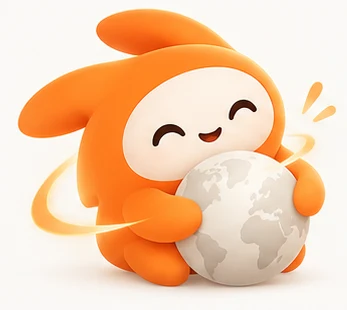 Gio hugging a globe